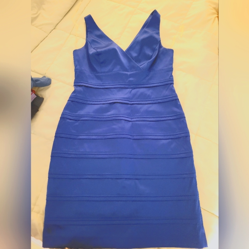 Royal blue satin cocktail dress size 14